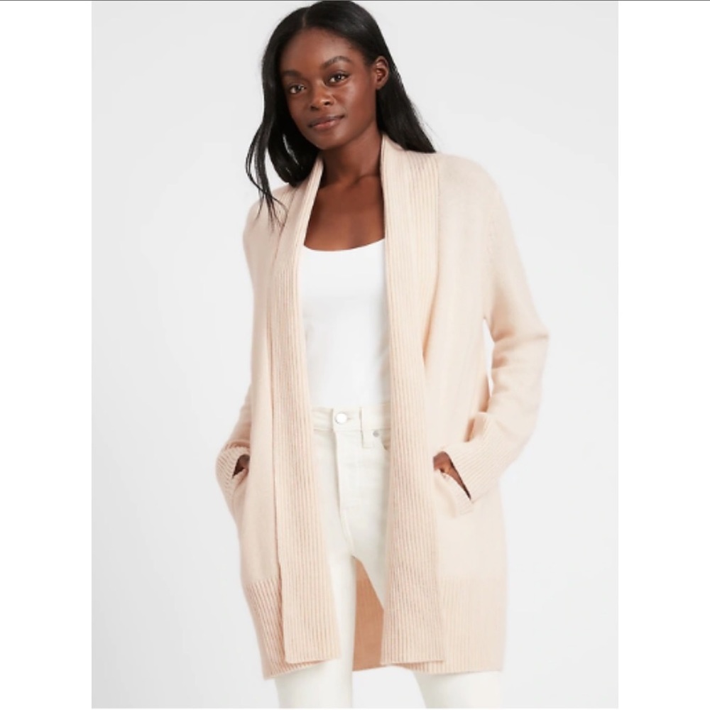 Cashmere Long Cardigan Sweater - white